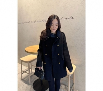 經典雙排釦羊絨修身款大衣