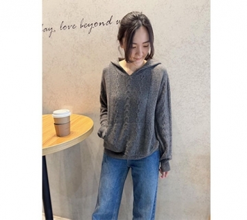 連帽編織羊絨帽衫