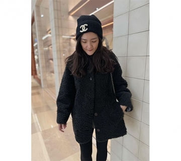 襯衫領羊毛皮毛一體溫暖外