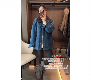 水貂領牛仔羽絨外套
