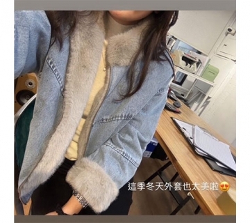 闆娘自留推薦款 毛領牛仔外套