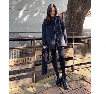 蘇麗質感編織披肩羊絨大衣