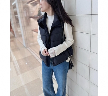 羊毛針織拼接鵝絨背心